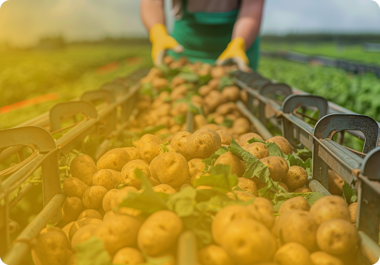 farmer sorting potatoes