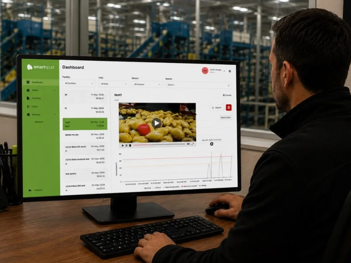 SmartSpud Customer Portal dashboard displaying potato impact data